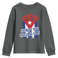 Patria y Vida Cuba Libre Youth Sweatshirt Cuba Flag Fist Freedom Movement