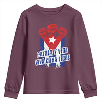 Patria y Vida Cuba Libre Youth Sweatshirt Cuba Flag Fist Freedom Movement