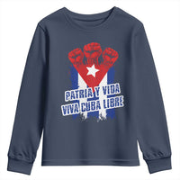 Patria y Vida Cuba Libre Youth Sweatshirt Cuba Flag Fist Freedom Movement
