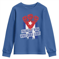 Patria y Vida Cuba Libre Youth Sweatshirt Cuba Flag Fist Freedom Movement