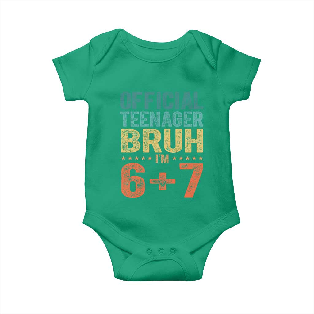 13th Birthday 67 Meme Baby Onesie Official Teenager Bruh I Am Six Seven Retro 13 Years Old