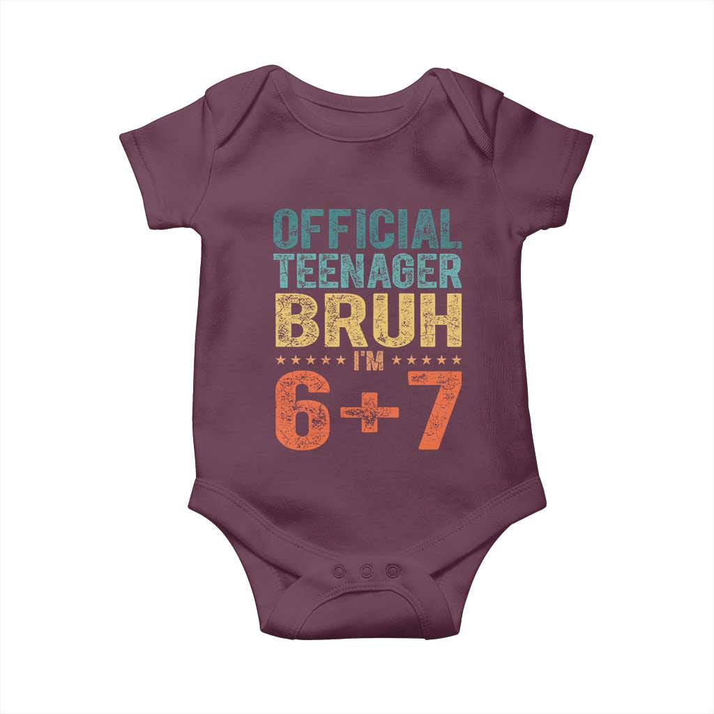 13th Birthday 67 Meme Baby Onesie Official Teenager Bruh I Am Six Seven Retro 13 Years Old