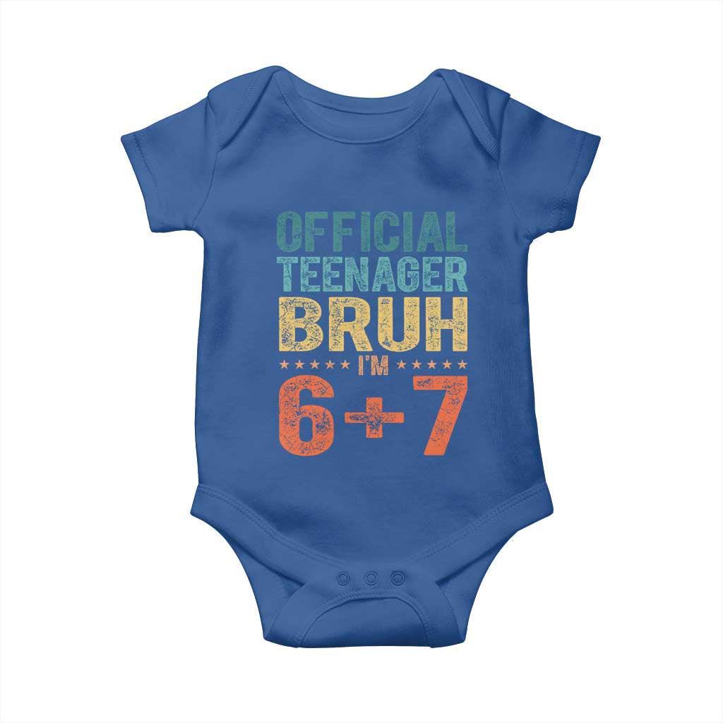 13th Birthday 67 Meme Baby Onesie Official Teenager Bruh I Am Six Seven Retro 13 Years Old