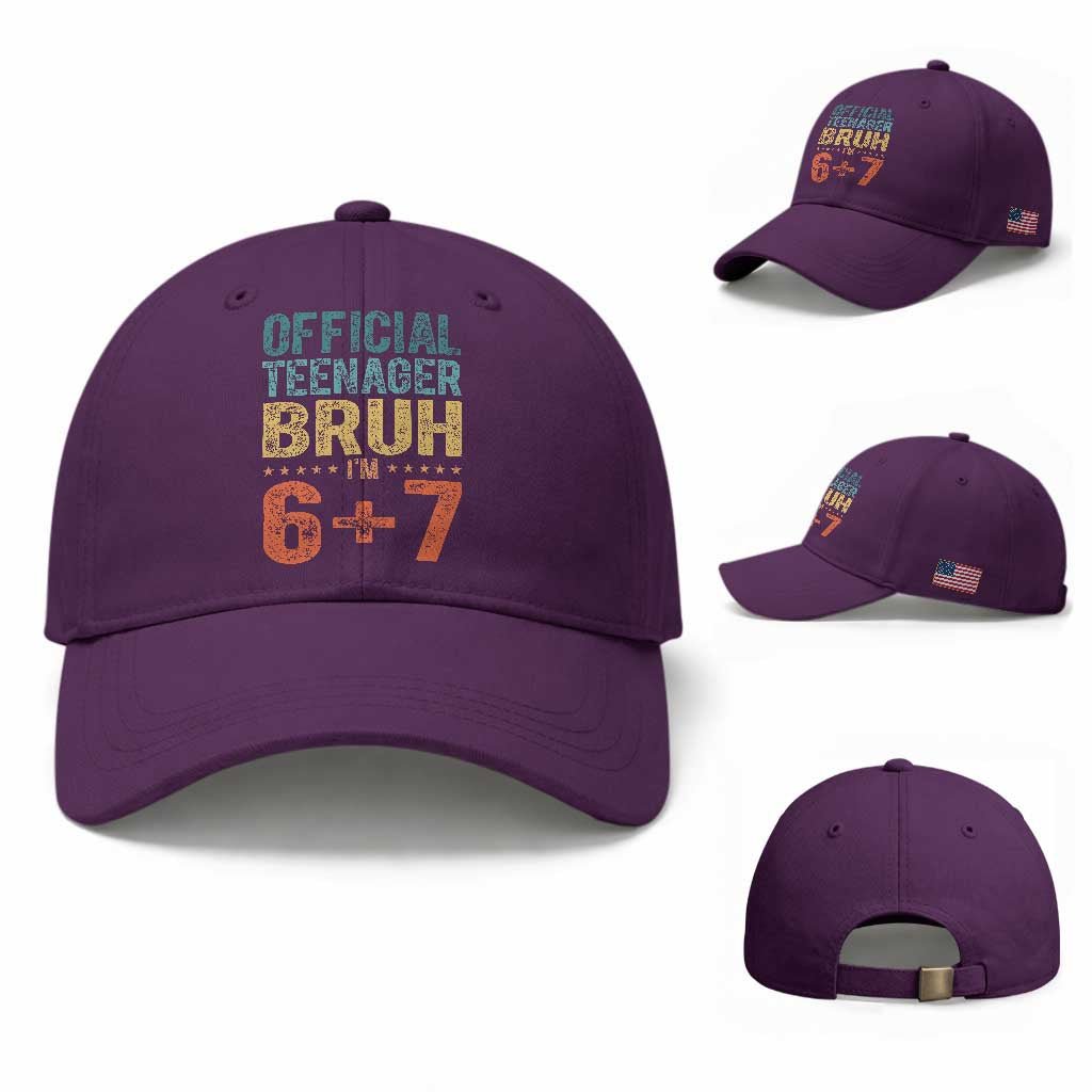 13th Birthday 67 Meme Baseball Cap Official Teenager Bruh I Am Six Seven Retro 13 Years Old