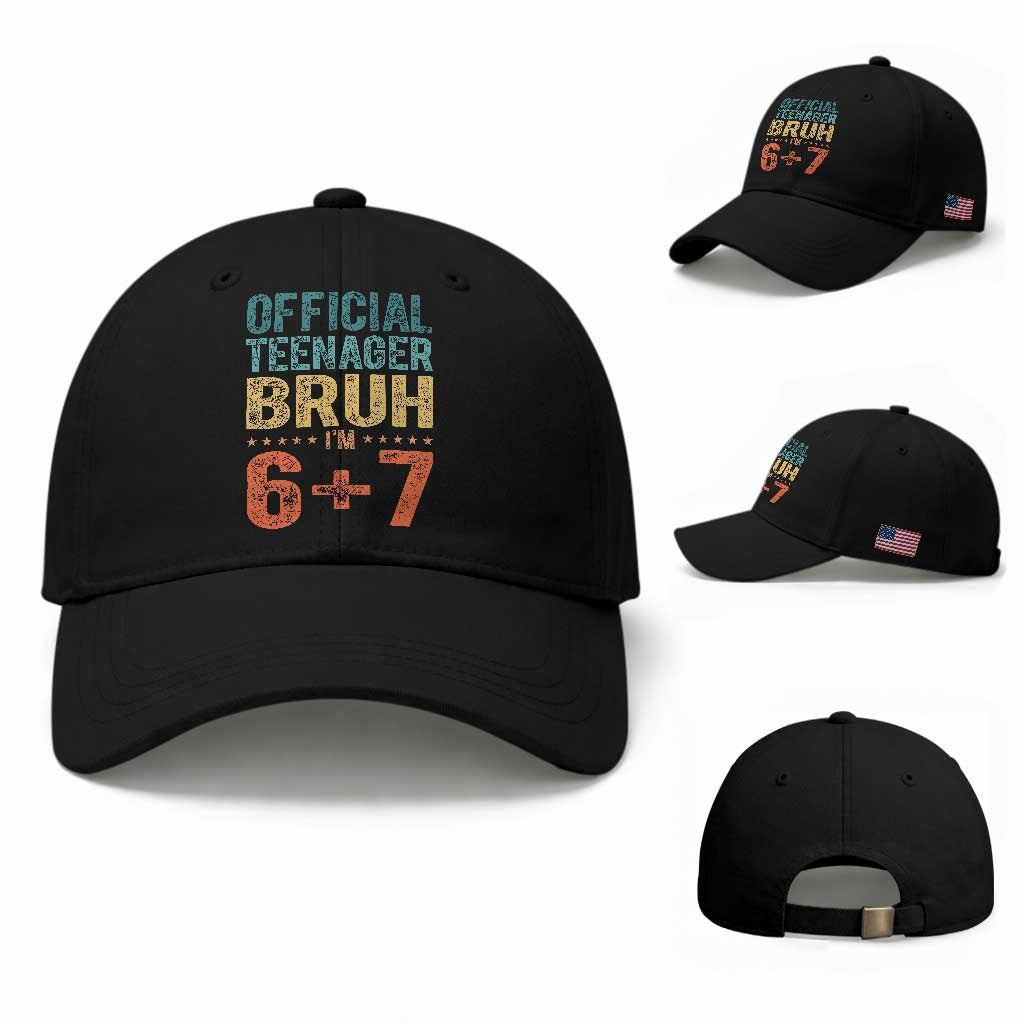 13th Birthday 67 Meme Baseball Cap Official Teenager Bruh I Am Six Seven Retro 13 Years Old