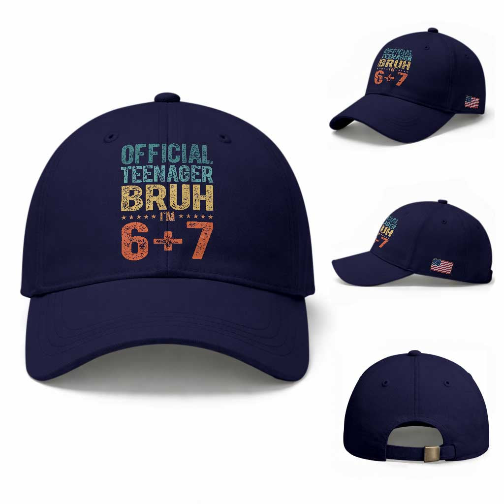 13th Birthday 67 Meme Baseball Cap Official Teenager Bruh I Am Six Seven Retro 13 Years Old