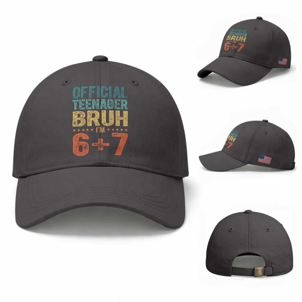 13th Birthday 67 Meme Baseball Cap Official Teenager Bruh I Am Six Seven Retro 13 Years Old