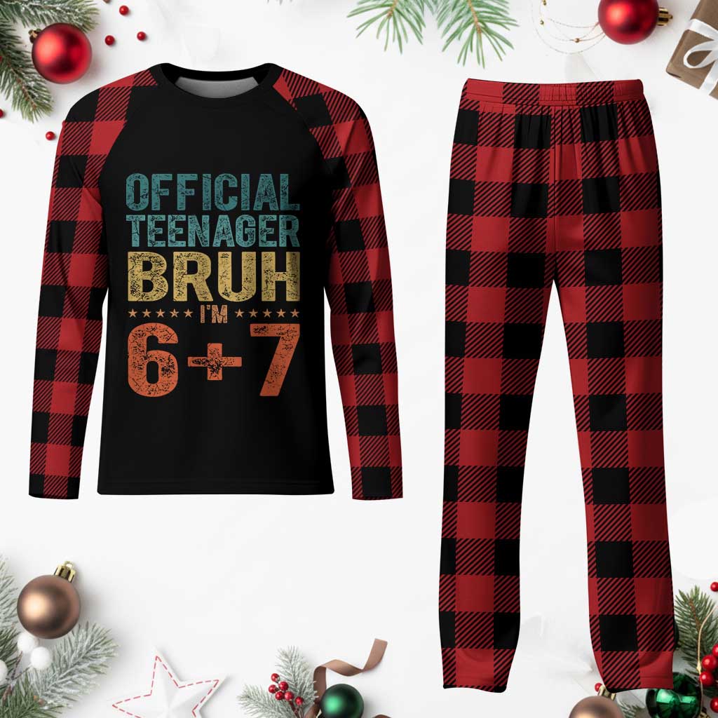 13th Birthday 67 Meme Plaid Pajama Set Official Teenager Bruh I Am Six Seven Retro 13 Years Old