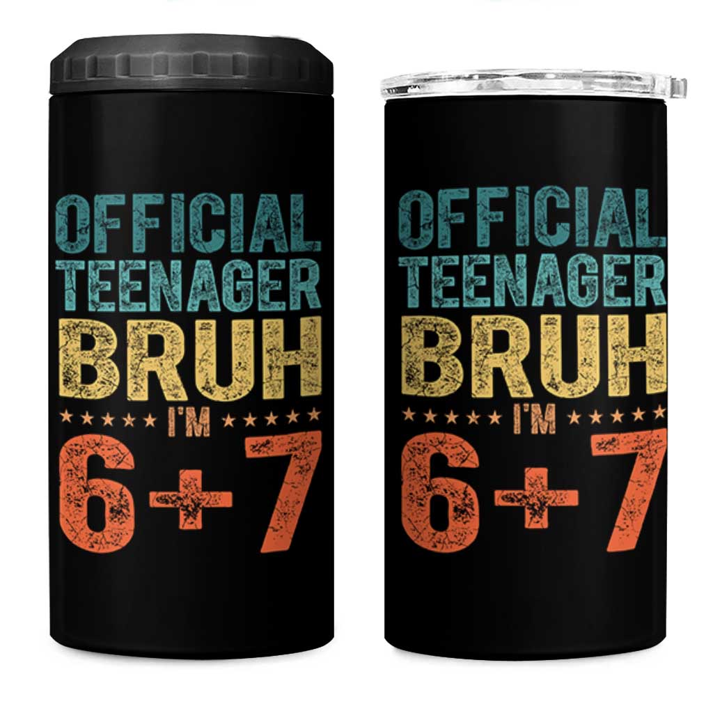 13th Birthday 67 Meme 4 in 1 Can Cooler Tumbler Official Teenager Bruh I Am Six Seven Retro 13 Years Old