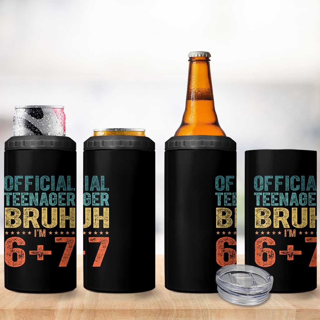 13th Birthday 67 Meme 4 in 1 Can Cooler Tumbler Official Teenager Bruh I Am Six Seven Retro 13 Years Old