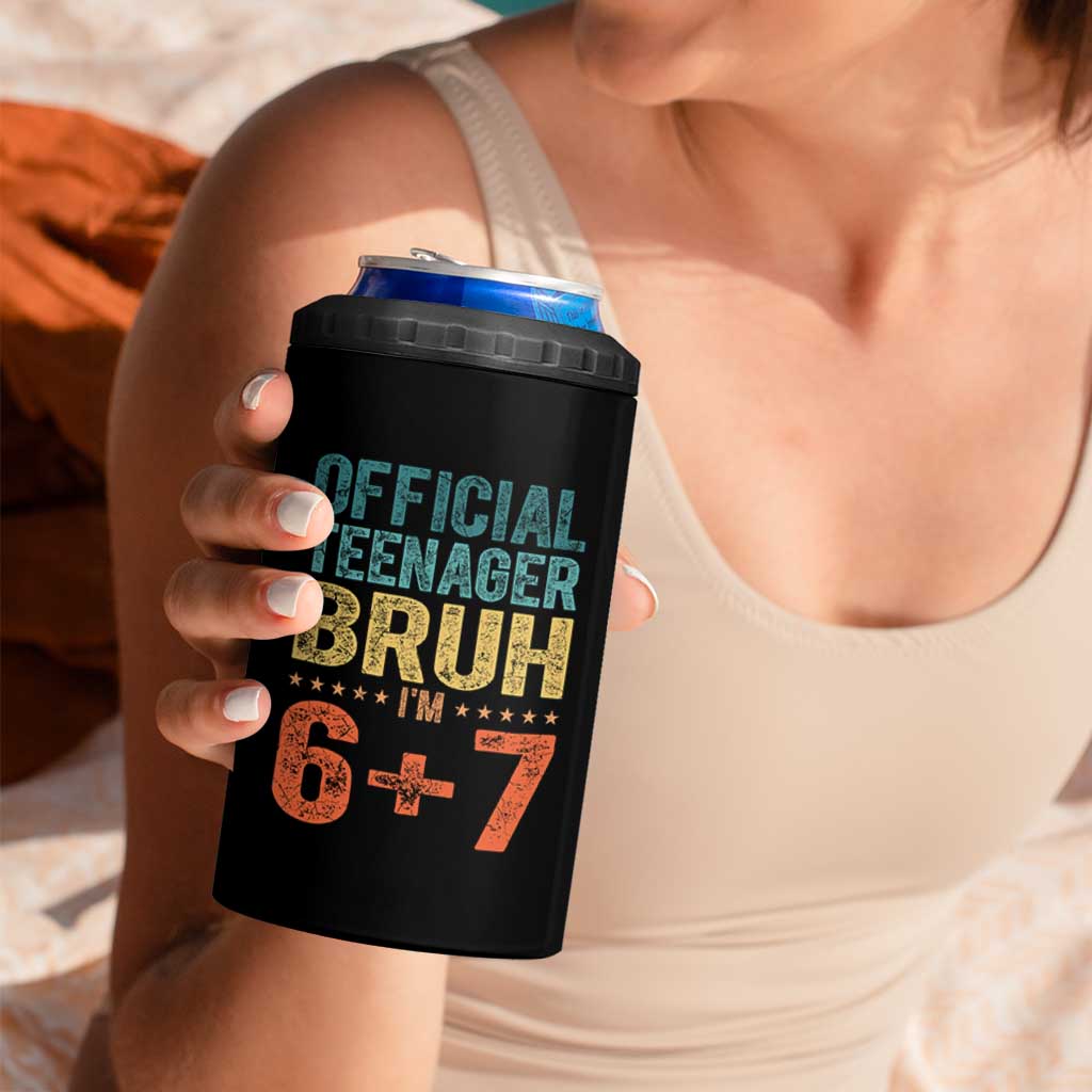 13th Birthday 67 Meme 4 in 1 Can Cooler Tumbler Official Teenager Bruh I Am Six Seven Retro 13 Years Old