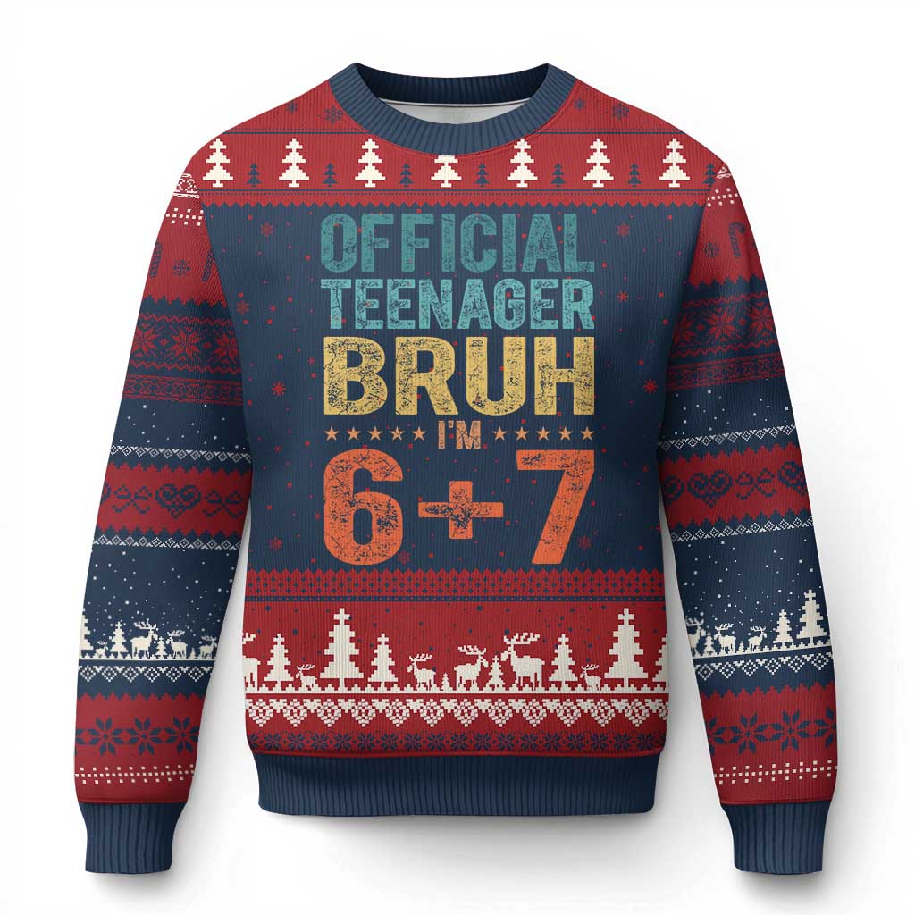 13th Birthday 67 Meme Ugly Christmas Sweater Official Teenager Bruh I Am Six Seven Retro 13 Years Old