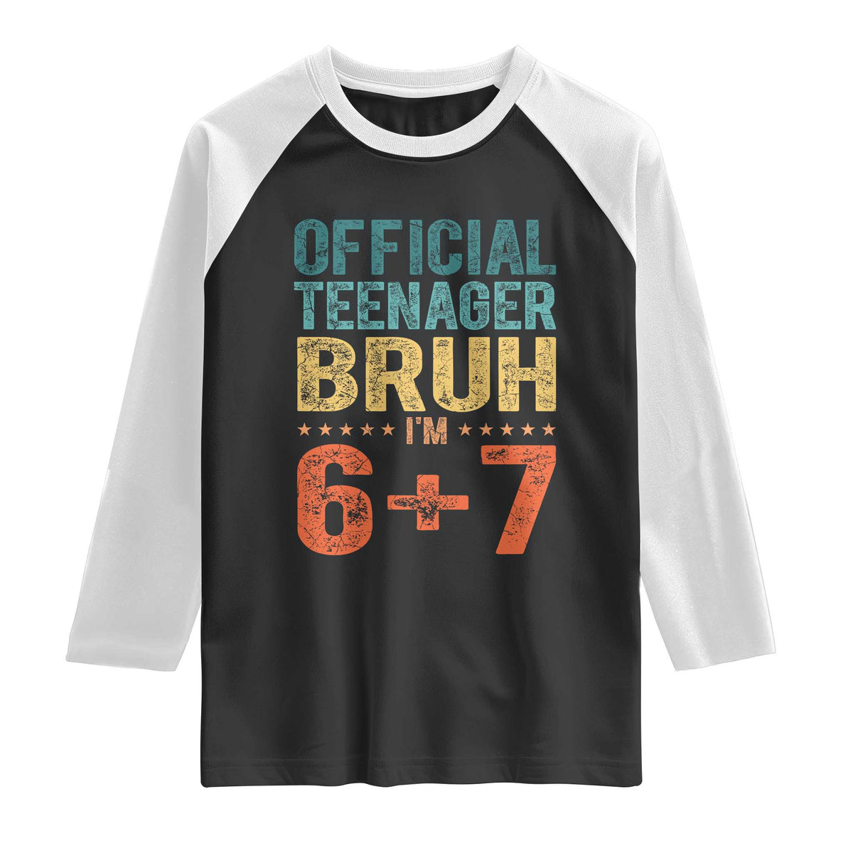 13th Birthday 67 Meme Raglan Shirt Official Teenager Bruh I Am Six Seven Retro 13 Years Old