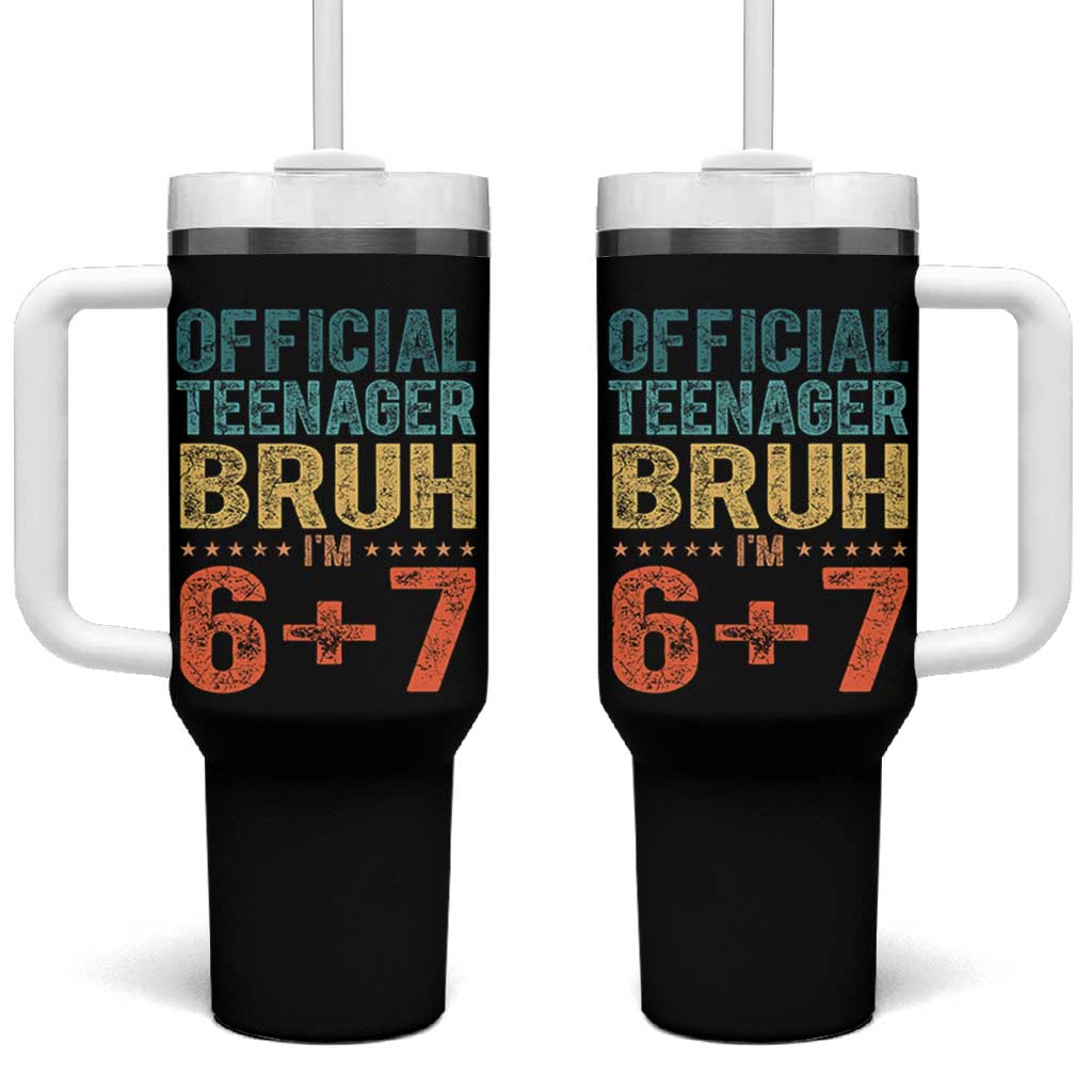 13th Birthday 67 Meme Tumbler With Handle Official Teenager Bruh I Am Six Seven Retro 13 Years Old
