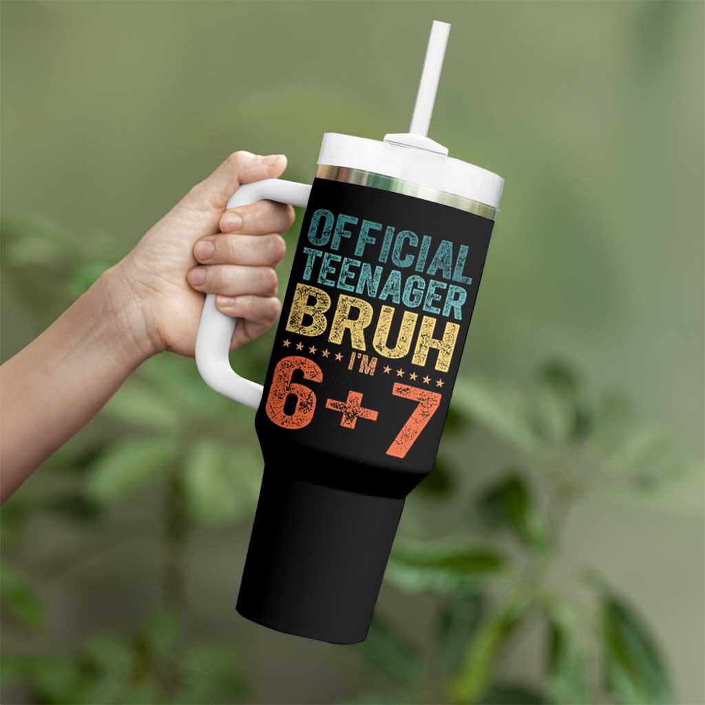 13th Birthday 67 Meme Tumbler With Handle Official Teenager Bruh I Am Six Seven Retro 13 Years Old