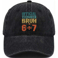 13th Birthday 67 Meme Washed Cotton Baseball Cap Official Teenager Bruh I Am Six Seven Retro 13 Years Old