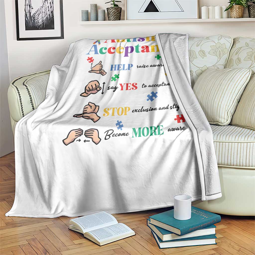 Autism Awareness Acceptance Hand Sign Language SPED Teacher Throw Blanket