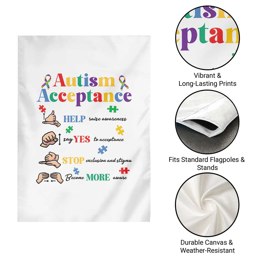 Autism Awareness Acceptance Hand Sign Language SPED Teacher Garden Flag