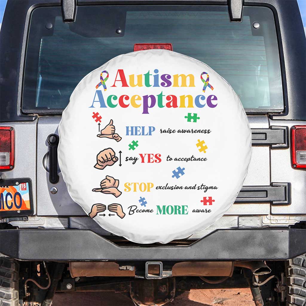 Autism Awareness Acceptance Hand Sign Language SPED Teacher Spare Tire Cover