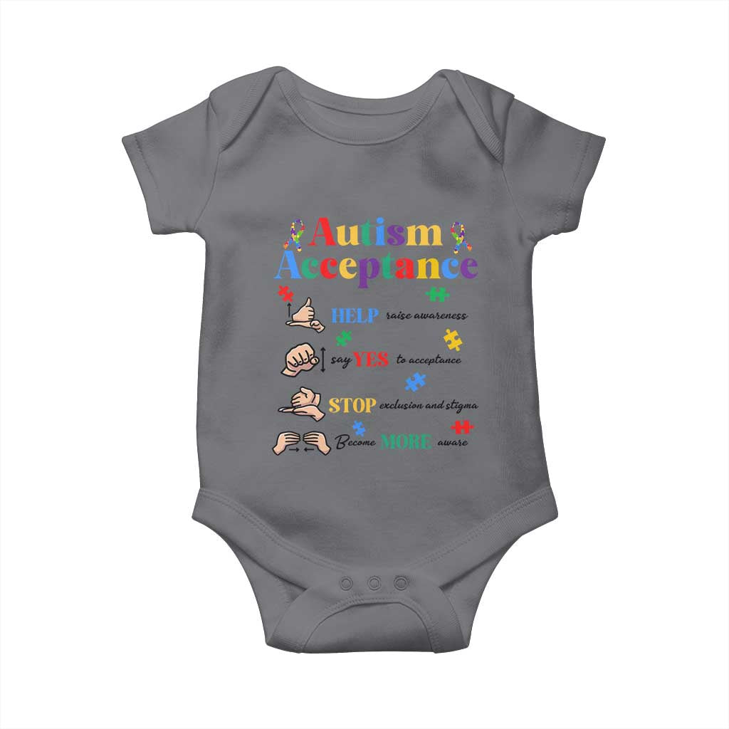 Autism Awareness Acceptance Hand Sign Language SPED Teacher Baby Onesie