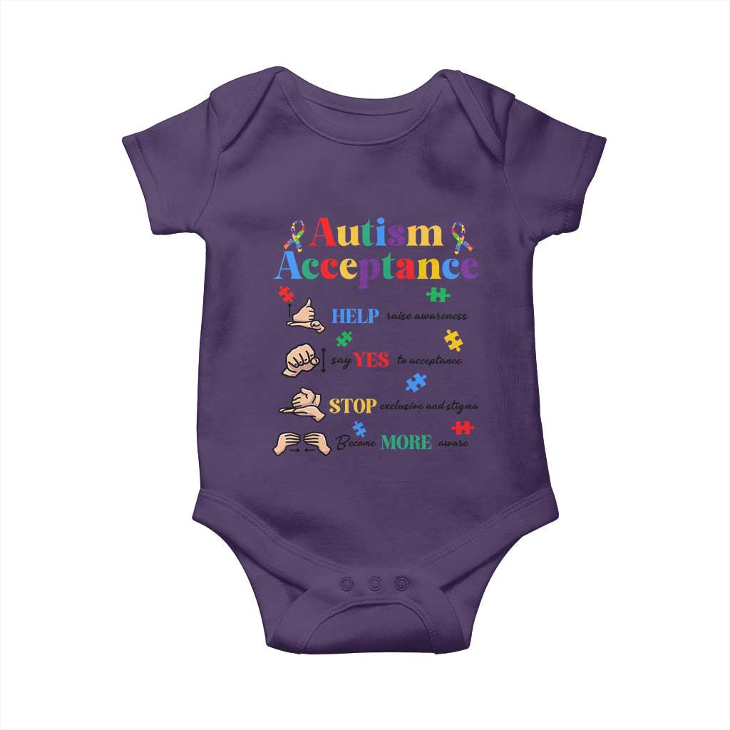 Autism Awareness Acceptance Hand Sign Language SPED Teacher Baby Onesie