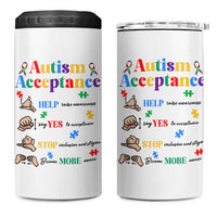 Autism Awareness Acceptance Hand Sign Language SPED Teacher 4 in 1 Can Cooler Tumbler