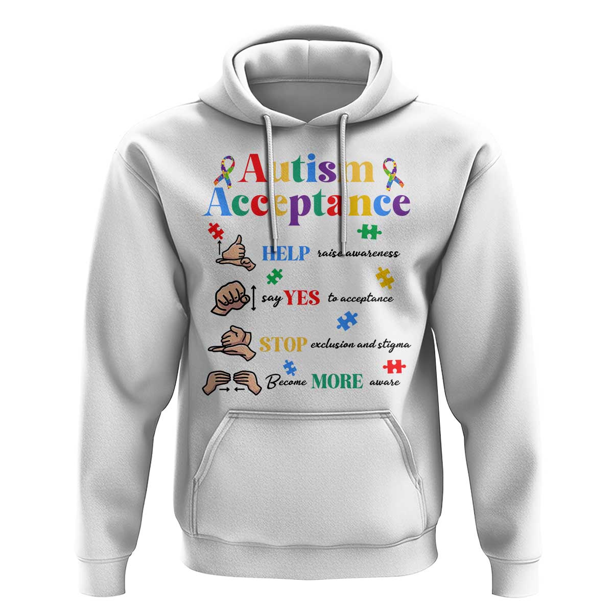 Autism Awareness Acceptance Hand Sign Language SPED Teacher Hoodie