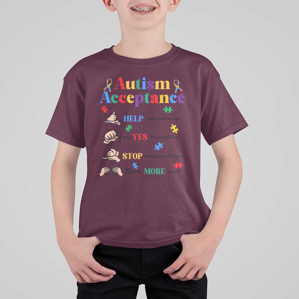 Autism Awareness Acceptance Hand Sign Language SPED Teacher T Shirt For Kid