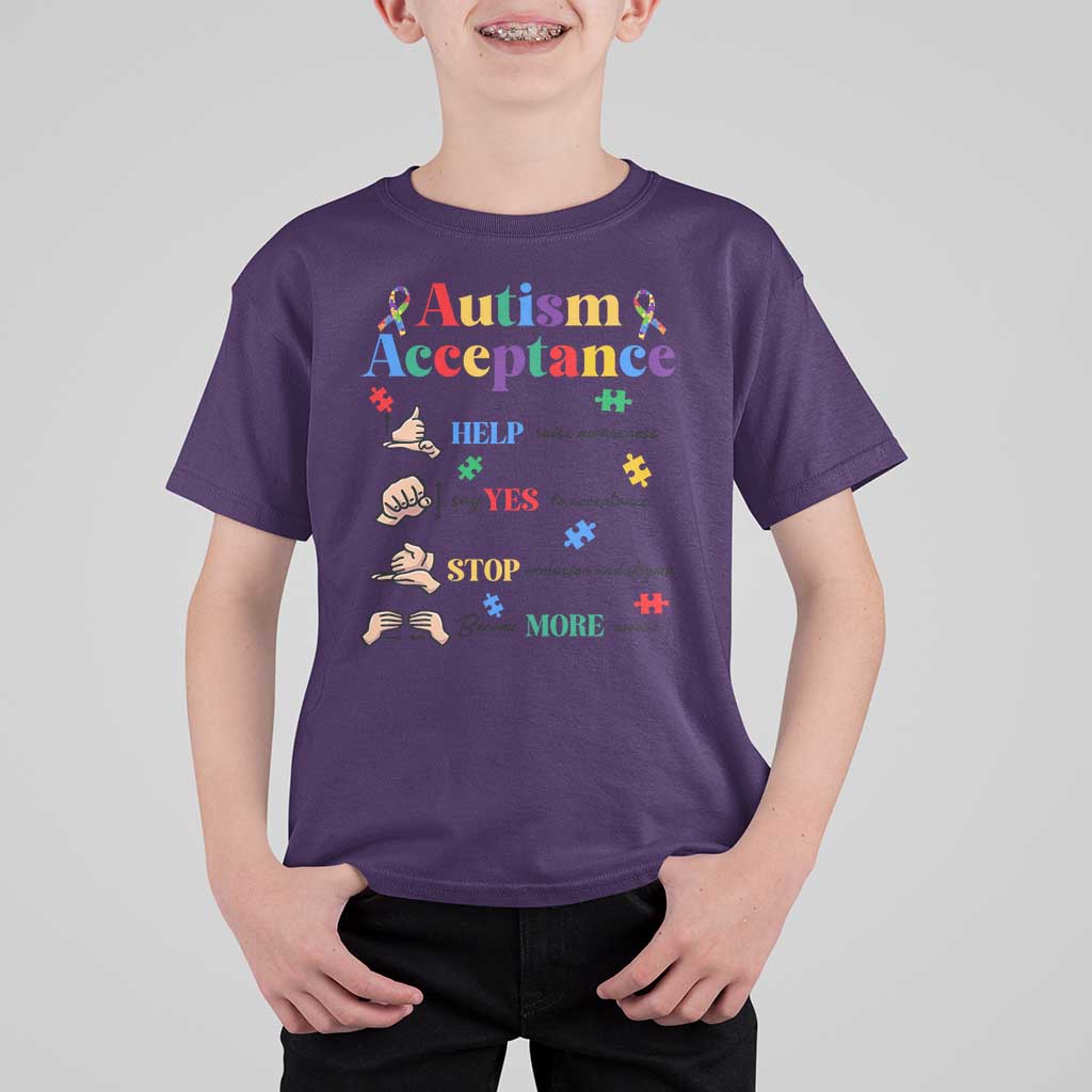 Autism Awareness Acceptance Hand Sign Language SPED Teacher T Shirt For Kid