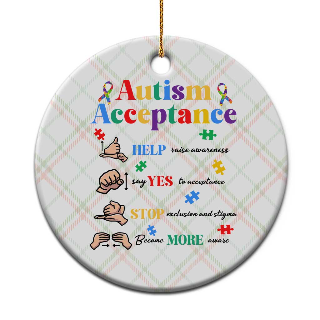 Autism Awareness Acceptance Hand Sign Language SPED Teacher Ceramic Ornament