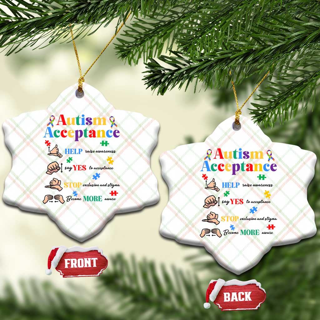 Autism Awareness Acceptance Hand Sign Language SPED Teacher Ceramic Ornament