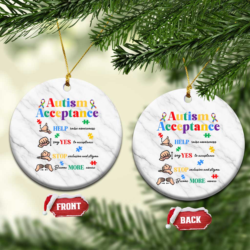 Autism Awareness Acceptance Hand Sign Language SPED Teacher Ceramic Ornament