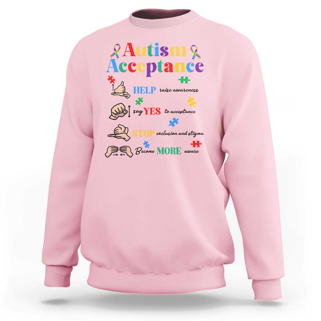 Autism Awareness Acceptance Hand Sign Language SPED Teacher Sweatshirt
