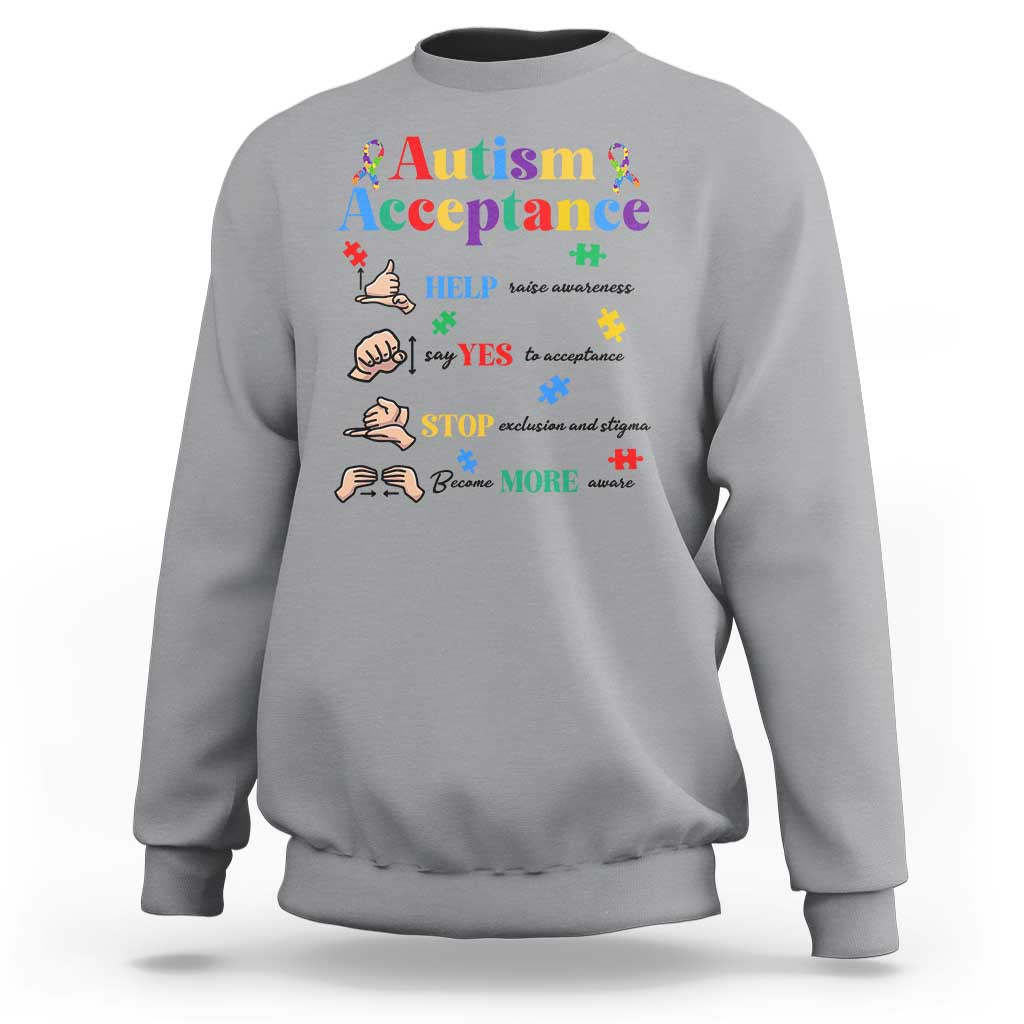 Autism Awareness Acceptance Hand Sign Language SPED Teacher Sweatshirt
