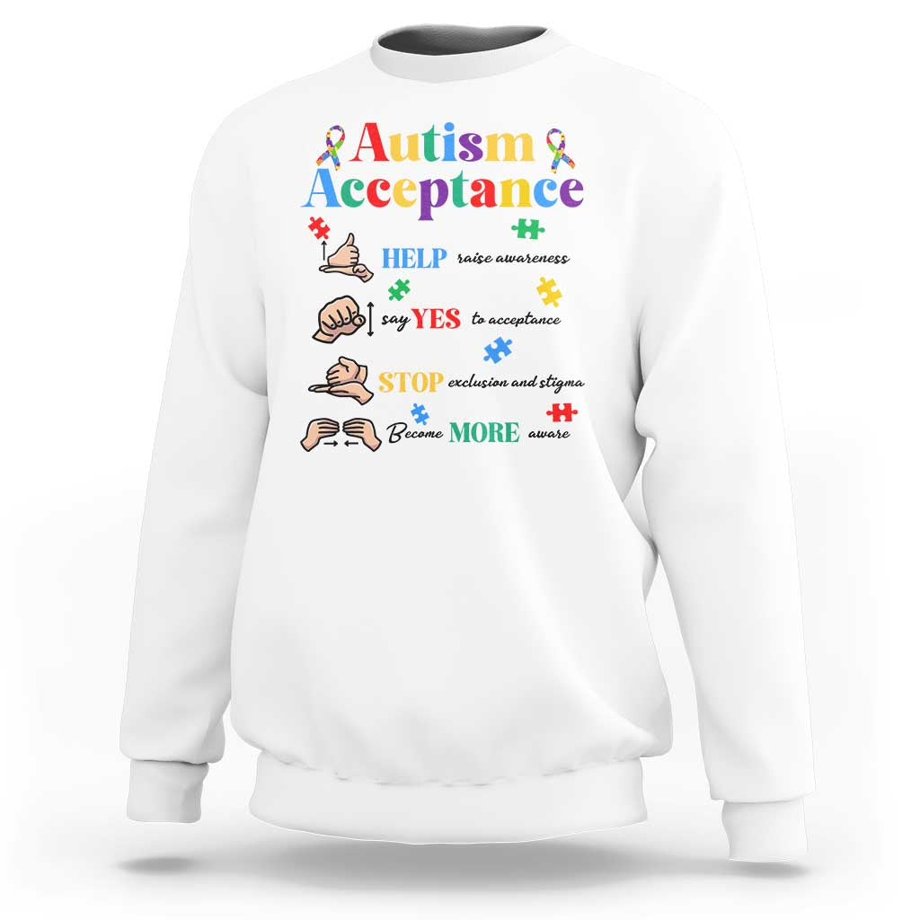Autism Awareness Acceptance Hand Sign Language SPED Teacher Sweatshirt