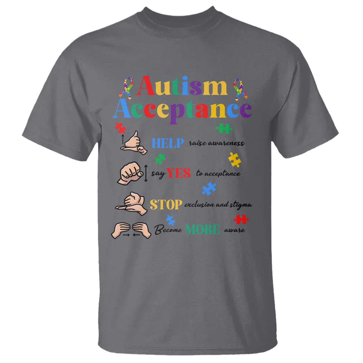 Autism Awareness Acceptance Hand Sign Language SPED Teacher T Shirt