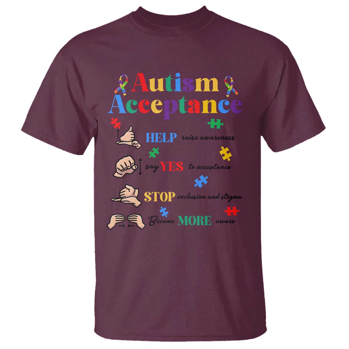 Autism Awareness Acceptance Hand Sign Language SPED Teacher T Shirt