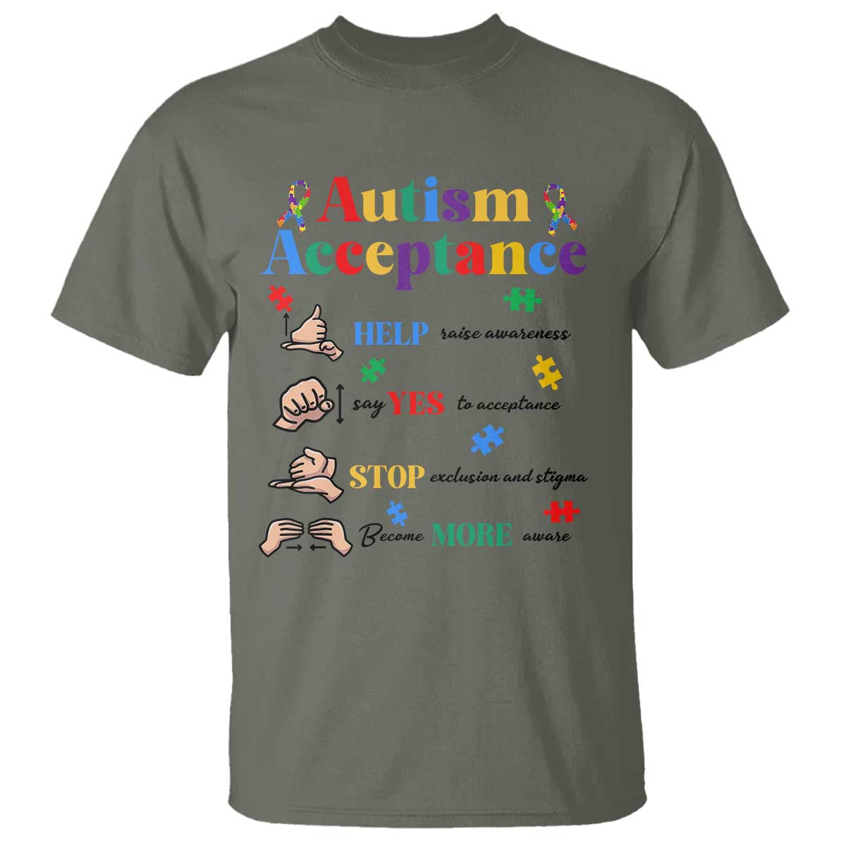 Autism Awareness Acceptance Hand Sign Language SPED Teacher T Shirt