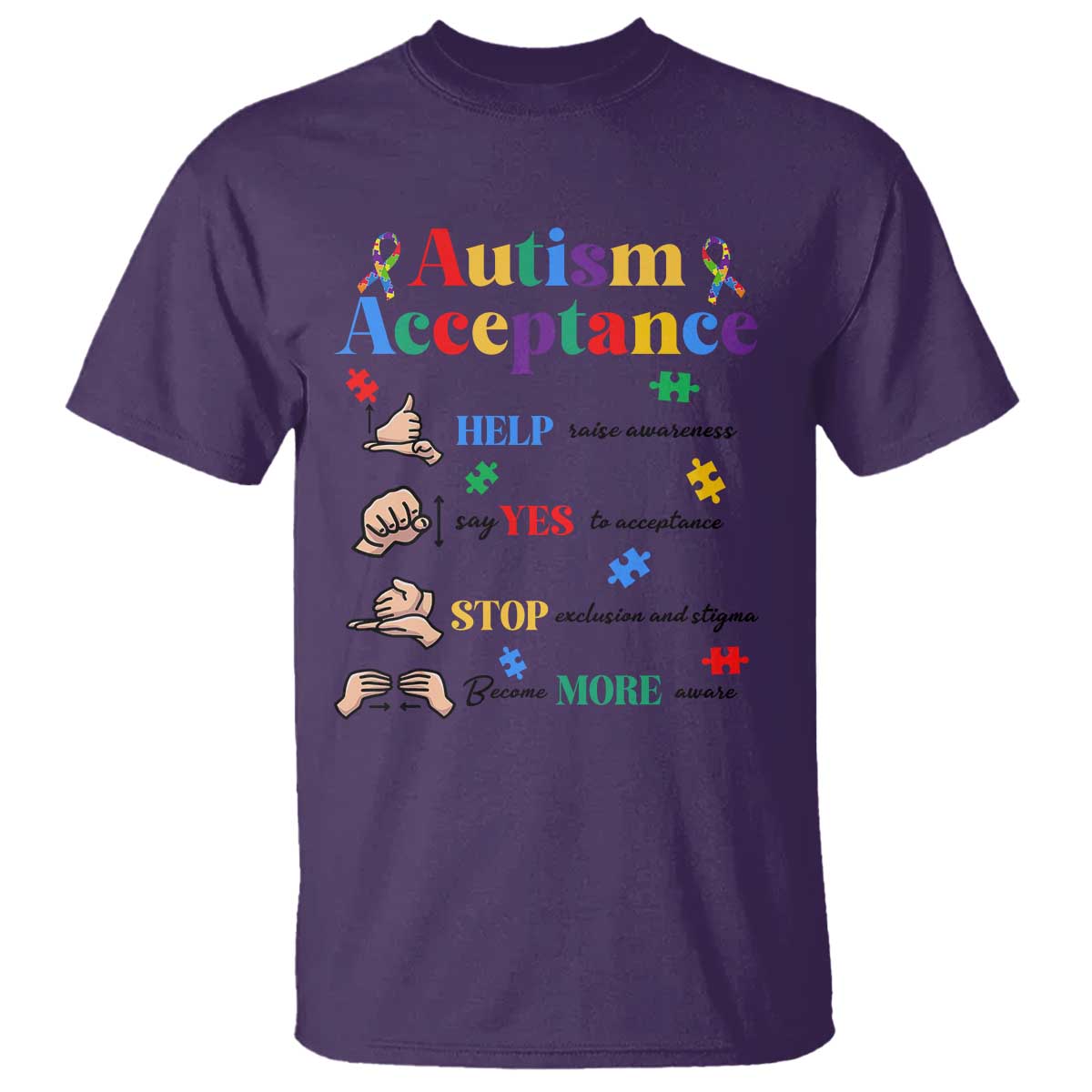 Autism Awareness Acceptance Hand Sign Language SPED Teacher T Shirt