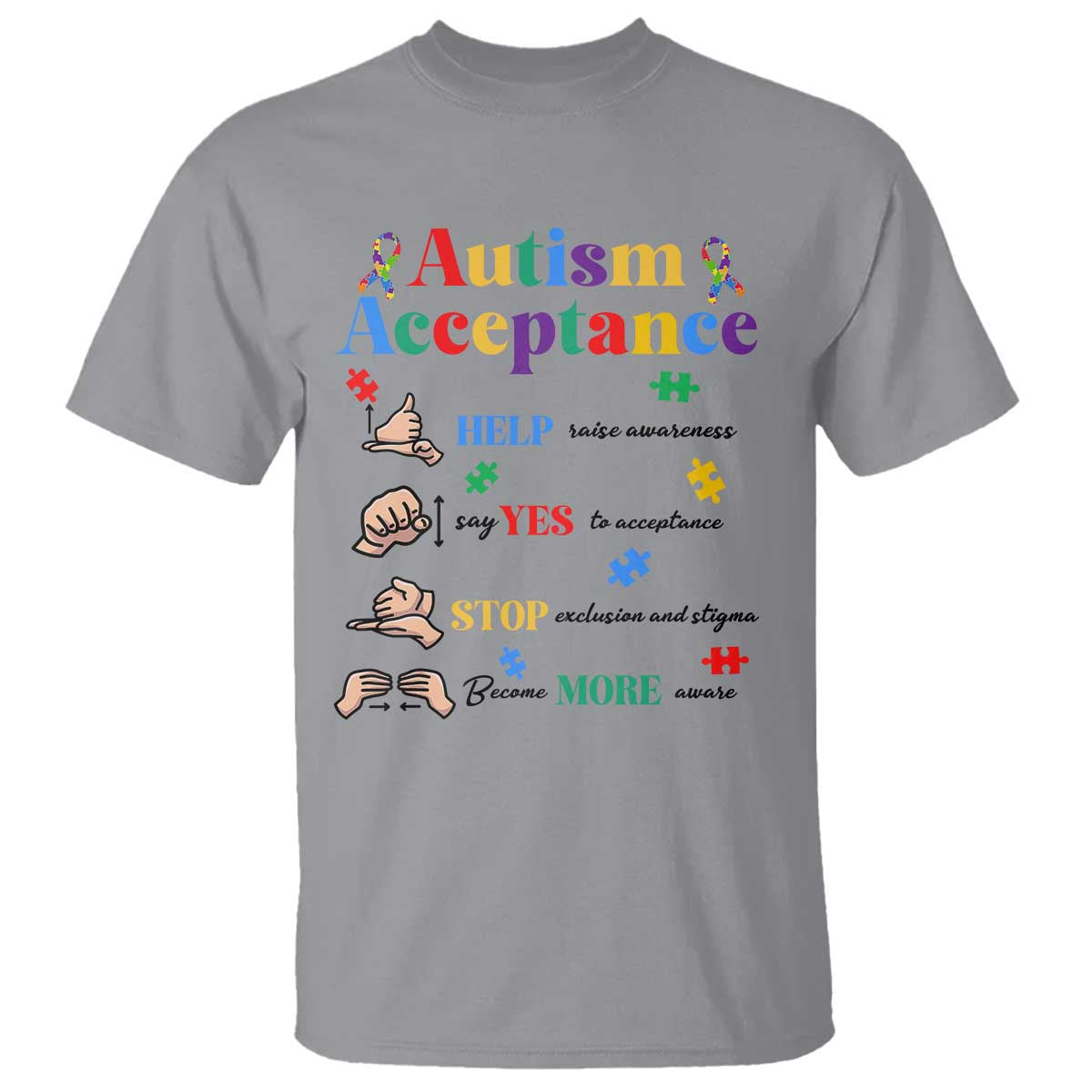 Autism Awareness Acceptance Hand Sign Language SPED Teacher T Shirt