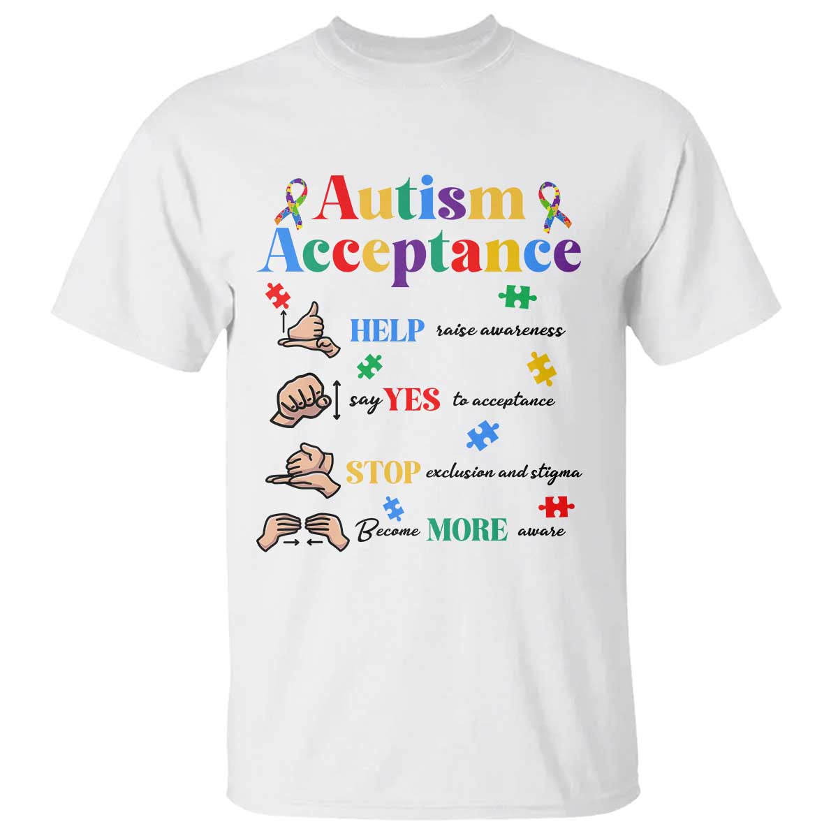 Autism Awareness Acceptance Hand Sign Language SPED Teacher T Shirt