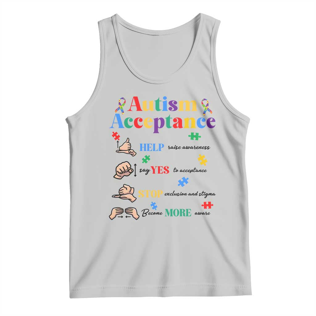 Autism Awareness Acceptance Hand Sign Language SPED Teacher Tank Top