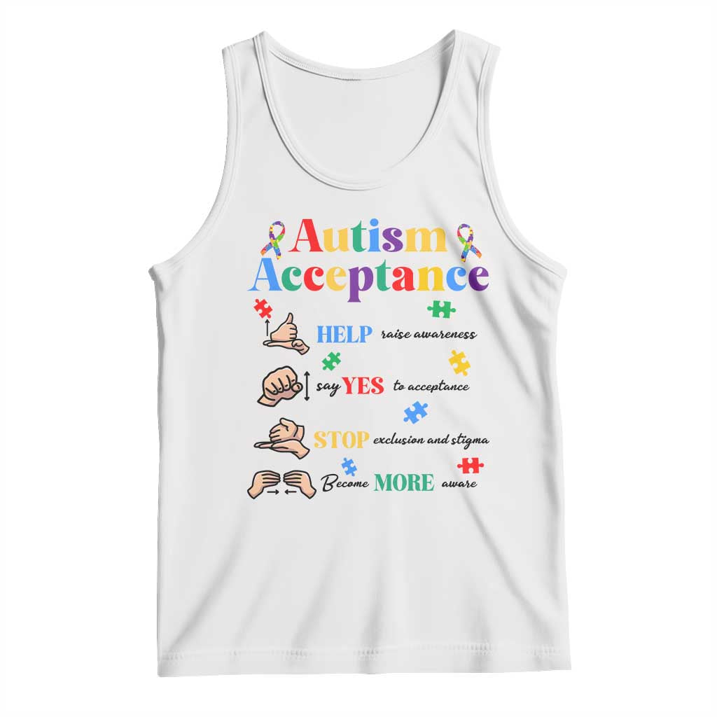 Autism Awareness Acceptance Hand Sign Language SPED Teacher Tank Top