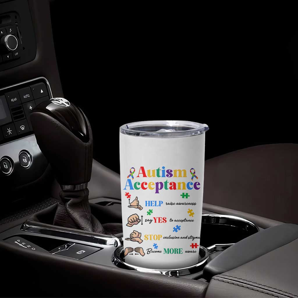 Autism Awareness Acceptance Hand Sign Language SPED Teacher Tumbler Cup