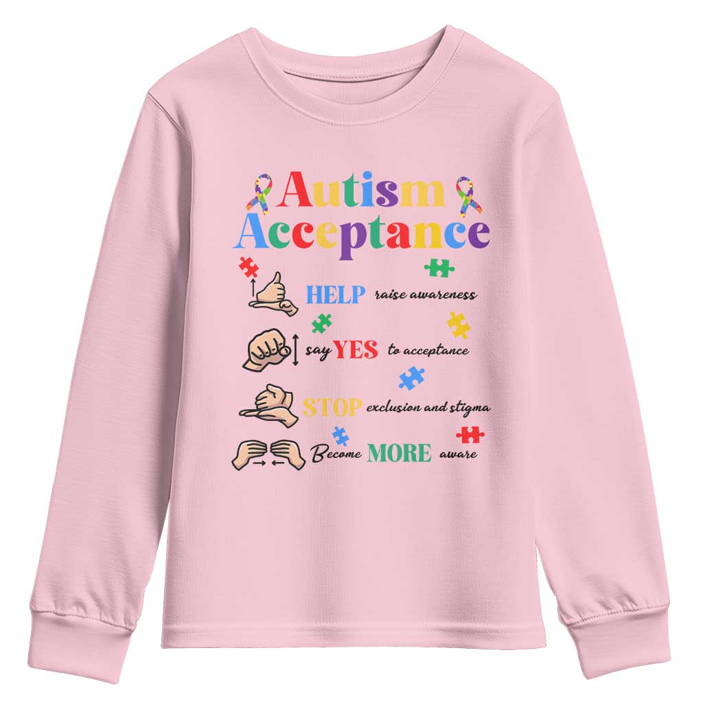 Autism Awareness Acceptance Hand Sign Language SPED Teacher Youth Sweatshirt