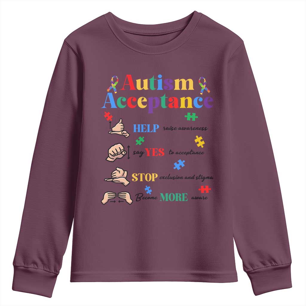 Autism Awareness Acceptance Hand Sign Language SPED Teacher Youth Sweatshirt