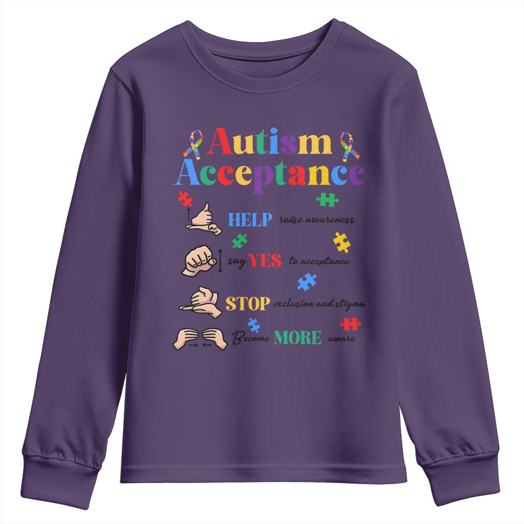 Autism Awareness Acceptance Hand Sign Language SPED Teacher Youth Sweatshirt