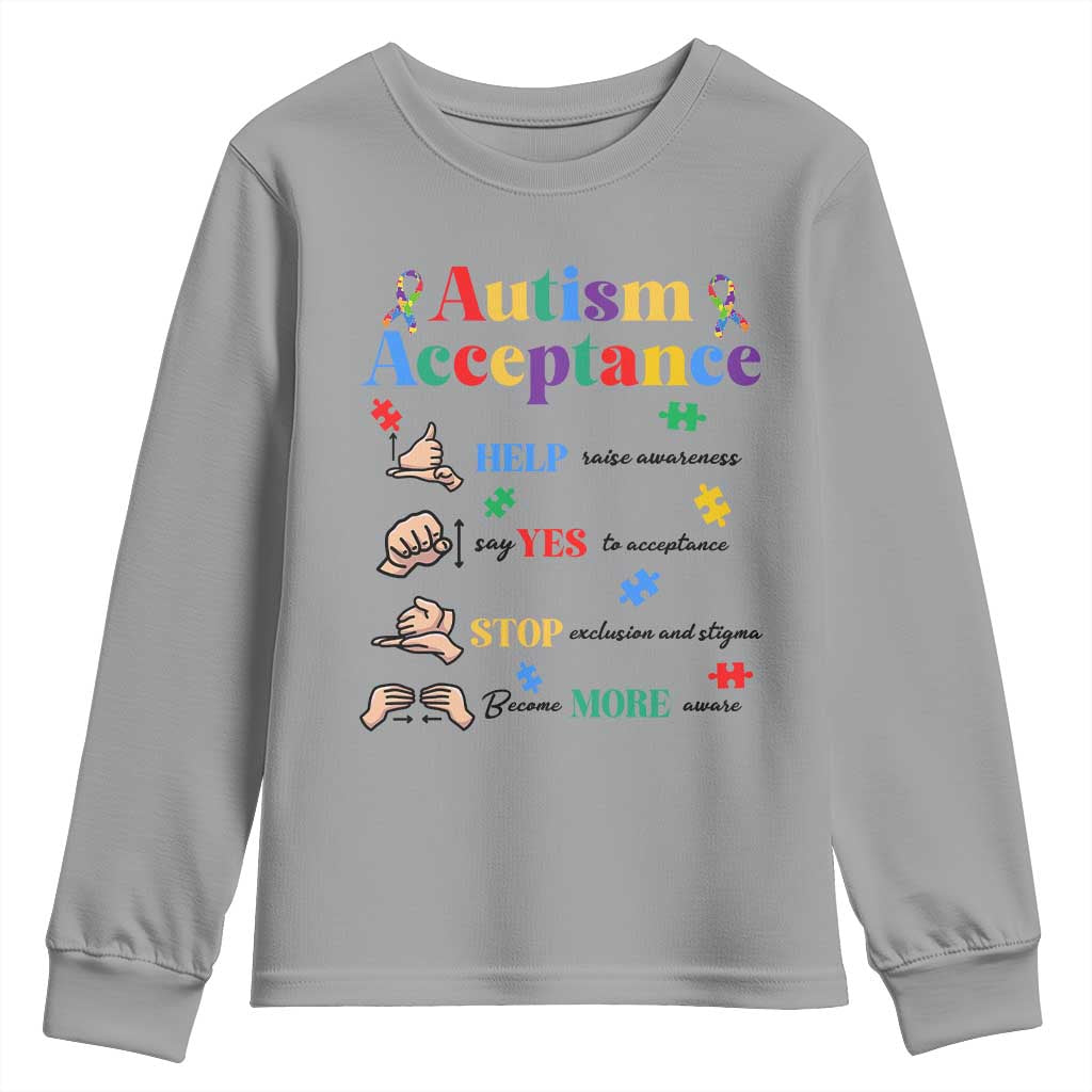 Autism Awareness Acceptance Hand Sign Language SPED Teacher Youth Sweatshirt