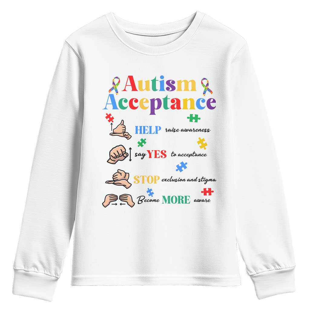 Autism Awareness Acceptance Hand Sign Language SPED Teacher Youth Sweatshirt