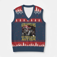 God Gives His Most Powerful Soldiers Autism V-Neck Knit Sweater Vest Funny Hard Skeleton Meme